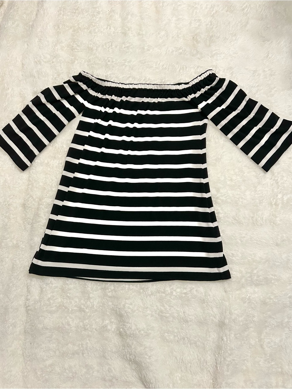 BB Dakota Black White Striped Off Shoulder Top Size Small